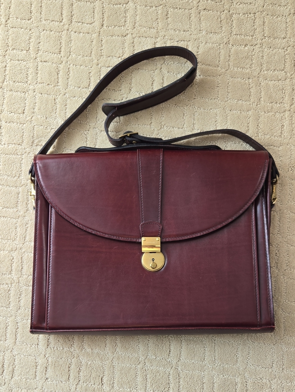 Vintage Schlesinger Oxblood Leather Briefcase